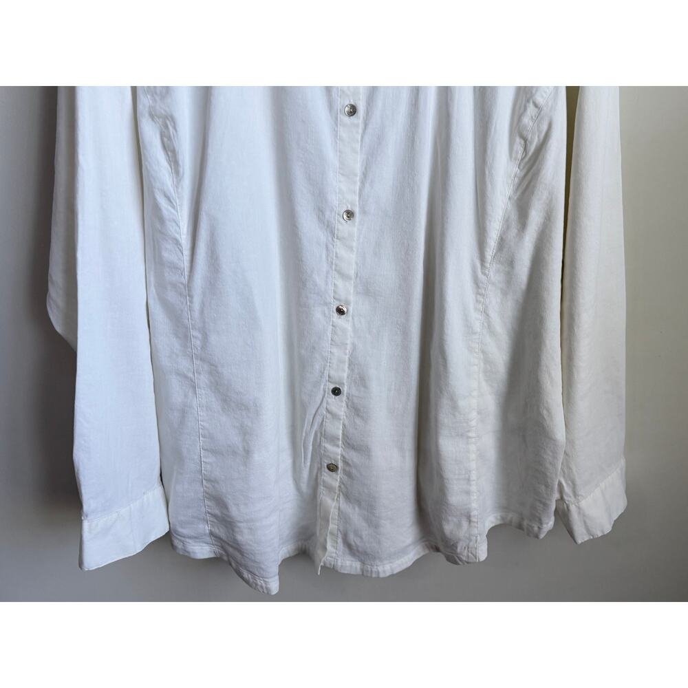 Eileen Fisher Linen Blend Long Sleeve Button-Up Shirt White Women's Plus Size 1X - Picture 4 of 8